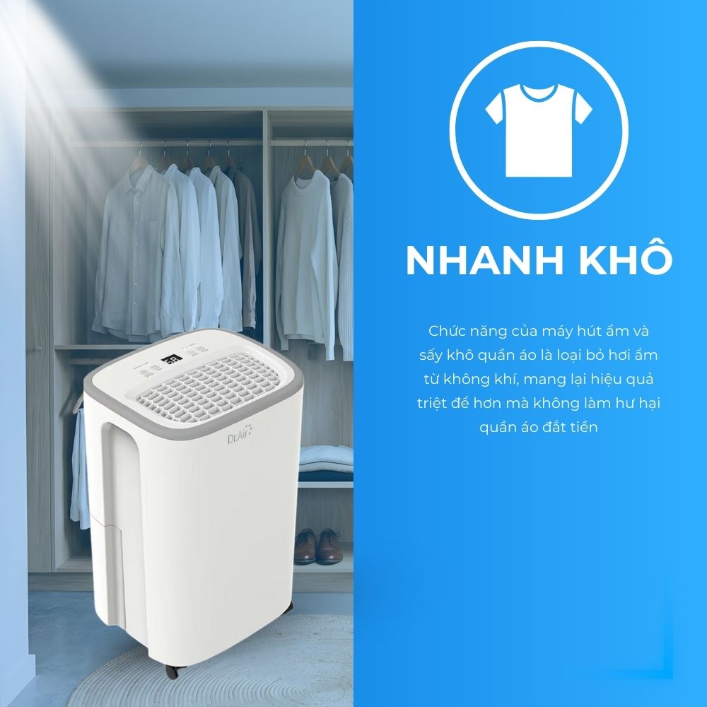 Máy hút ẩm gia đình Dr.Air Dryhome - Sấy khô quần áo thần tốc