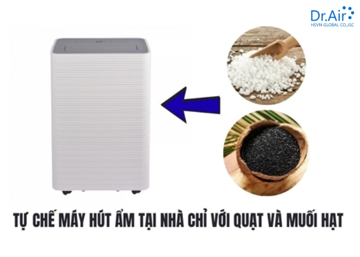 Cách 1: Tự chế máy hút ẩm bằng Muối hạt (Rẻ & Dễ nhất)