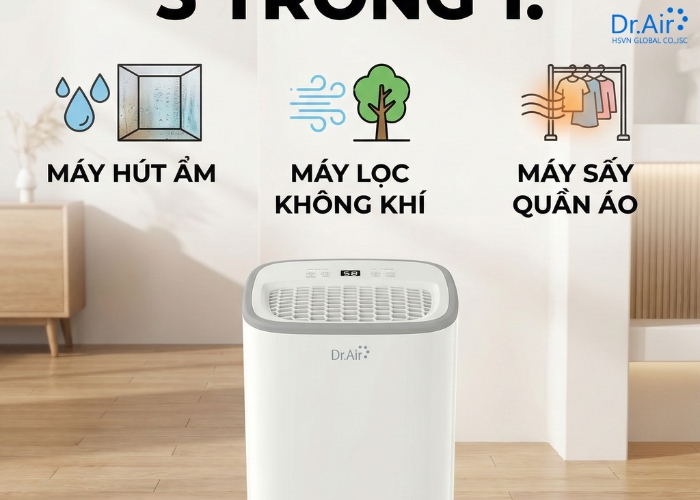 Sự lên ngôi của dòng máy "3 trong 1": Hút ẩm – Lọc khí – Sấy quần áo