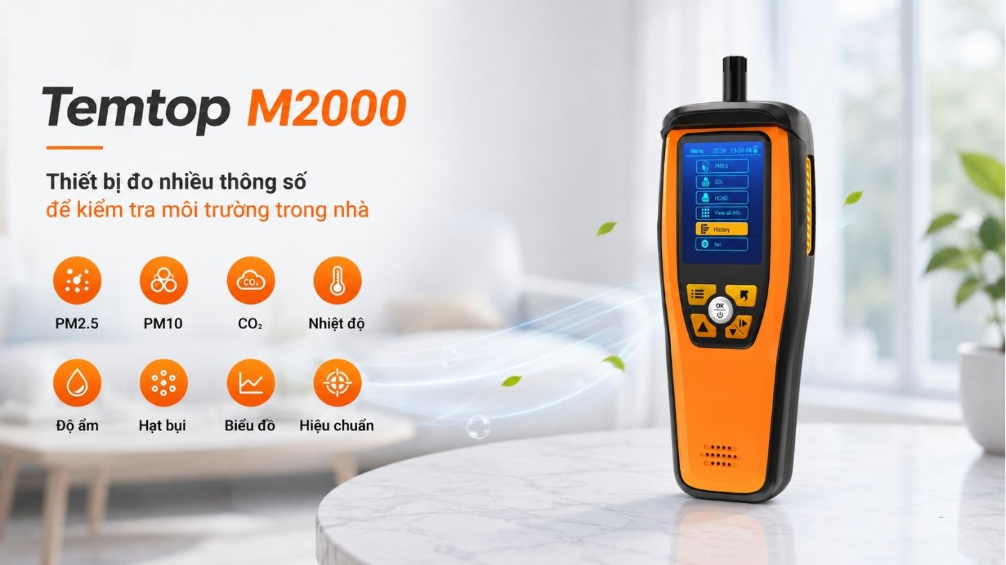 Temtop M2000 – Thiết bị đo nhiều thông số để kiểm tra môi trường trong nhà