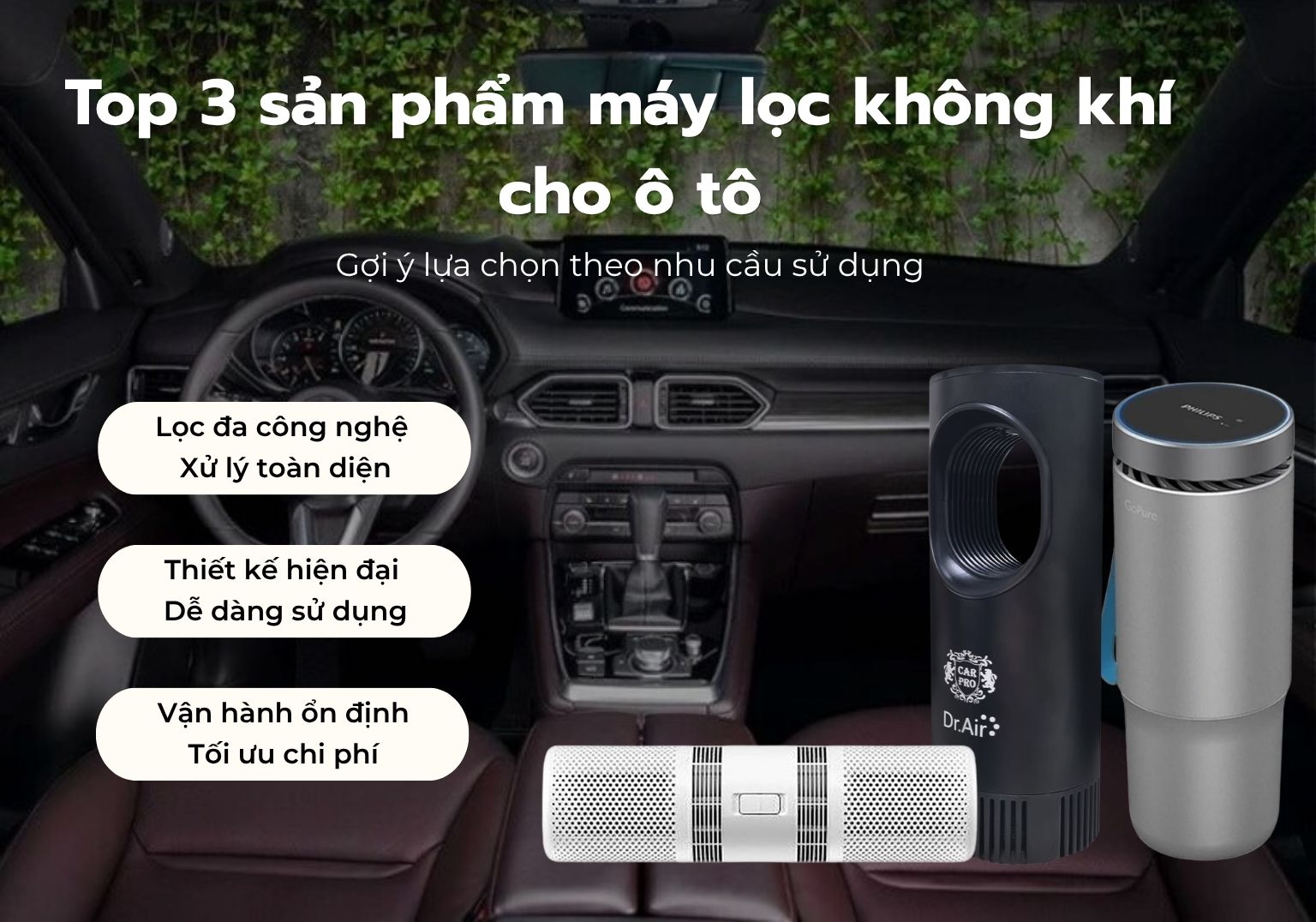 Top 3 máy lọc không khí cho ô tô bán chạy: Tổng hợp những thiết bị hot hit hiện nay
