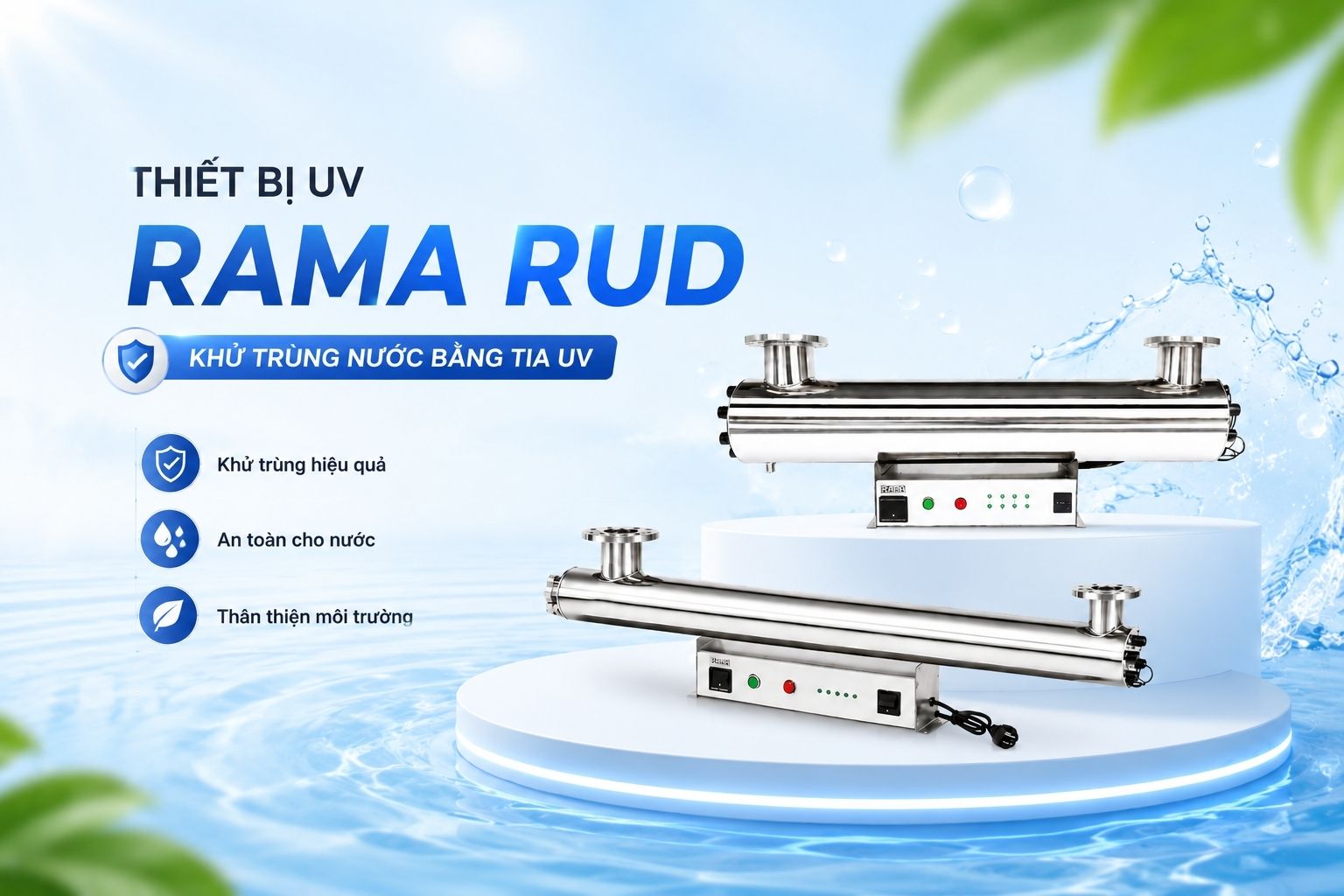 Thiết bị UV khử khuẩn nước giếng khoan Rama RUD-3B80W